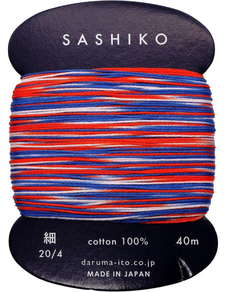 Daruma Kasuri sashiko-garen multicolor 3 kleuren 40 m