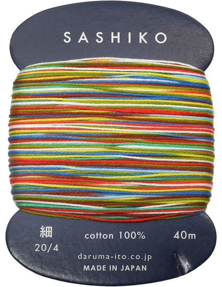Daruma Kasuri sashiko garen meerkleurig 8 kleuren 40 m