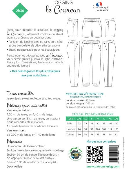 Jogging- en shortpatroon voor heren Le Coureur - Les BG