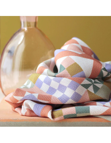 Marokkaanse crêpestof van viscose Patchwork Mauve - La Maison Naïve