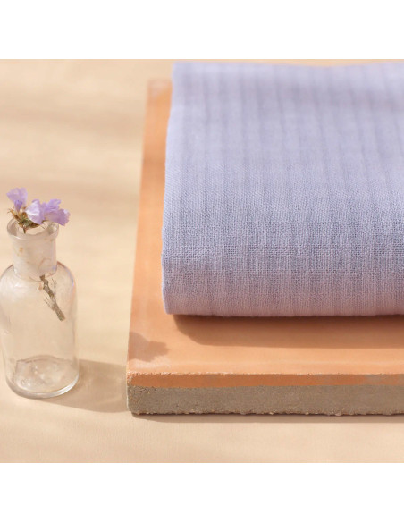 Geweven katoenen stof met kleine ruitjes Mauve - La Maison Naïve