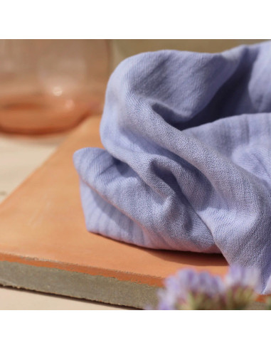 Geweven katoenen stof met kleine ruitjes Mauve - La Maison Naïve