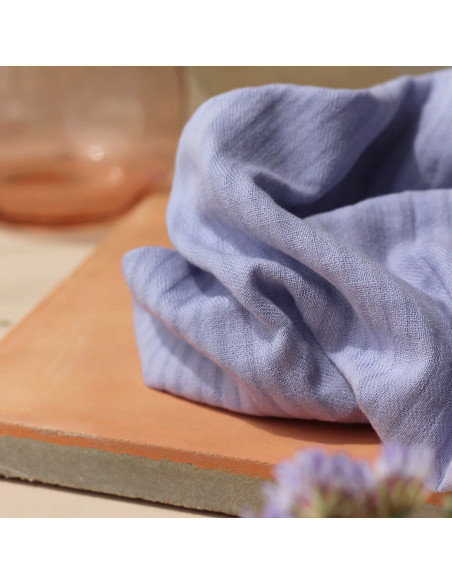 Geweven katoenen stof met kleine ruitjes Mauve - La Maison Naïve