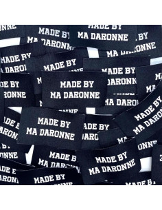 Set van 5 geweven labels om op te naaien Made By Ma Daronne - Zwart en wit
