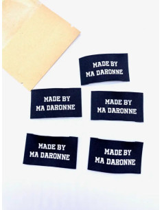 Set van 5 geweven labels om op te naaien Made By Ma Daronne - Zwart en wit 2