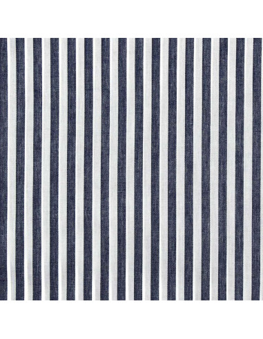 Katoenen popeline stof - Brede strepen - Marineblauw