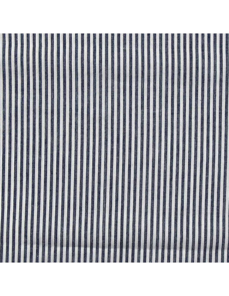 Popeline katoenstof - Fijne strepen - Marineblauw