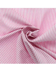 Katoenen popeline stof - Fijne strepen - Roze