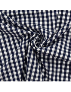 Katoenen popeline stof - Grote Vichy ruiten - Marineblauw