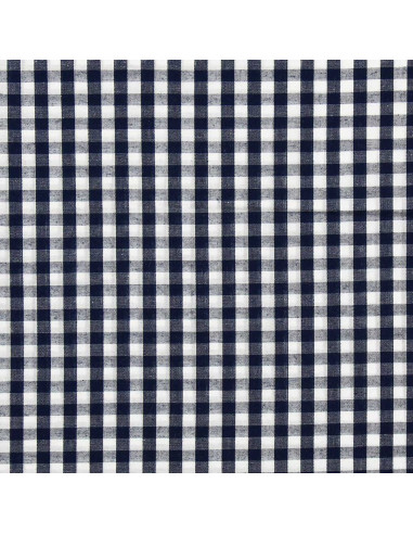 Katoenen popeline stof - Grote Vichy ruiten - Marineblauw