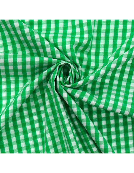 Katoenen popeline stof - Grote Vichy ruiten - Groen