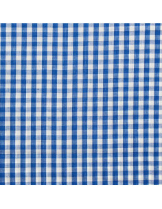 Katoenen popeline stof - Grote Vichy ruiten - Blauw 2