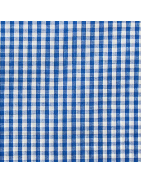 Katoenen popeline stof - Grote Vichy ruiten - Blauw