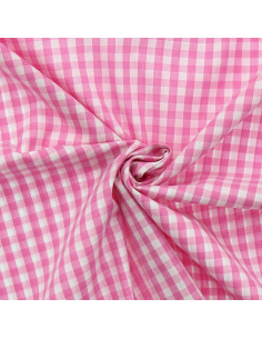 Katoenen popeline stof - Grote Vichy ruiten - Roze