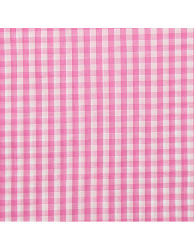 Katoenen popeline stof - Grote Vichy ruiten - Roze