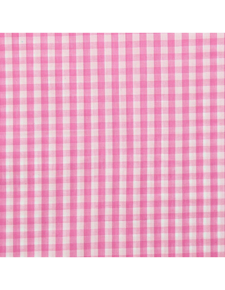 Katoenen popeline stof - Grote Vichy ruiten - Roze