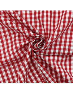 Katoenen popeline stof - Grote Vichy ruiten - Rood