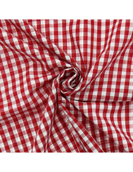Katoenen popeline stof - Grote Vichy ruiten - Rood