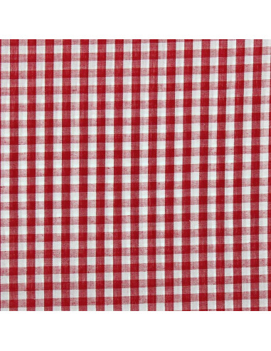 Katoenen popeline stof - Grote Vichy ruiten - Rood