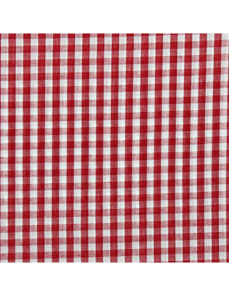 Katoenen popeline stof - Grote Vichy ruiten - Rood