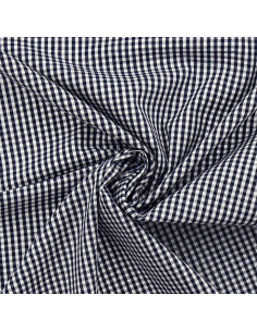 Katoenen popeline stof - Vichy kleine ruitjes - Marineblauw