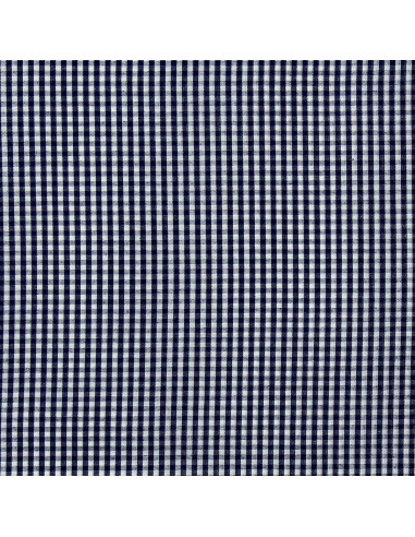 Katoenen popeline stof - Vichy kleine ruitjes - Marineblauw