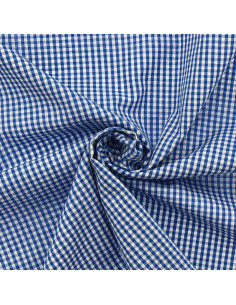 Katoenen popeline stof - Vichy kleine ruitjes - Blauw