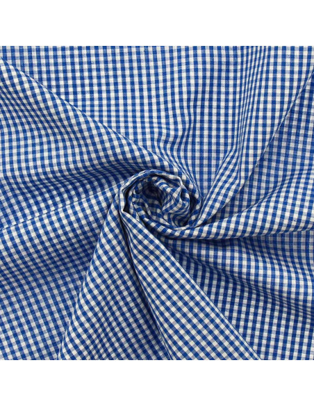 Katoenen popeline stof - Vichy kleine ruitjes - Blauw