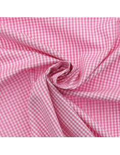 Katoenen popeline stof - Vichy kleine ruitjes - Roze