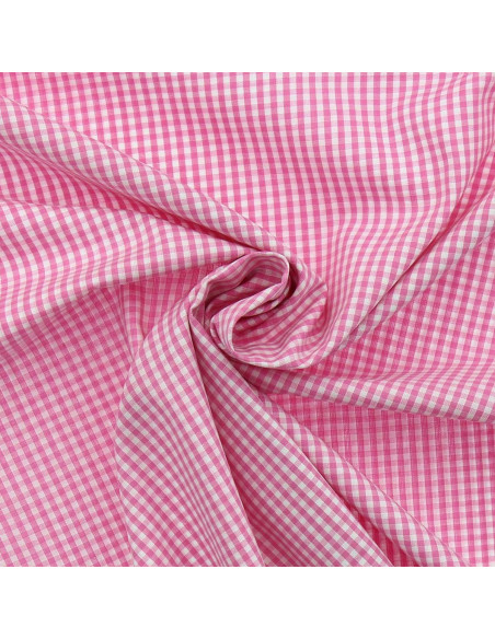 Katoenen popeline stof - Vichy kleine ruitjes - Roze
