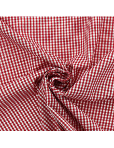 Katoenen popeline stof - Vichy kleine ruitjes - Rood