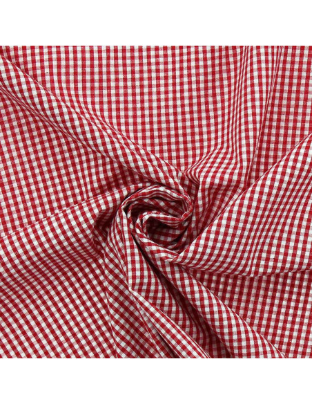 Katoenen popeline stof - Vichy kleine ruitjes - Rood