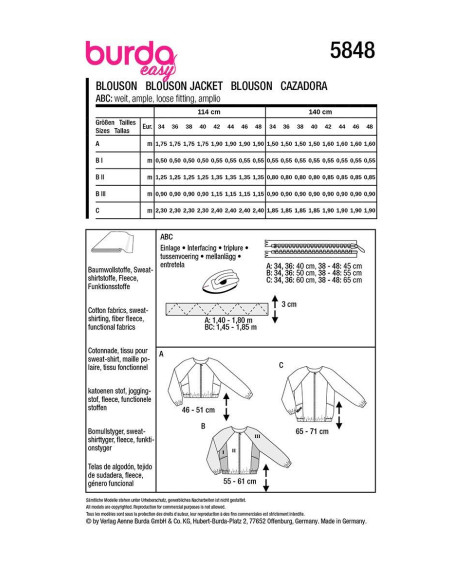 Jas patroon - Burda 5848