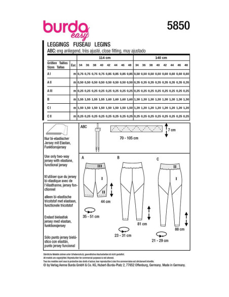 Legging patroon - Burda 5850