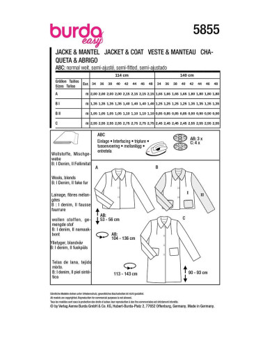 Jas- en mantelpatroon - Burda 5855