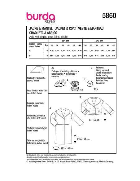 Jas- en mantelpatroon - Burda 5860
