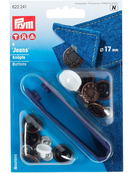 Doos met 8 jeansknopen 17mm