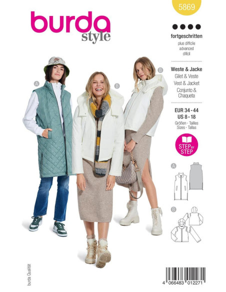 Patroon voor gilet en jas - Burda 5869