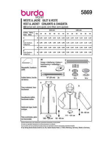 Patroon voor gilet en jas - Burda 5869