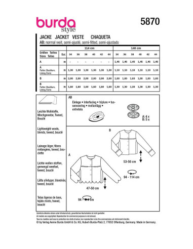 Jas patroon - Burda 5870