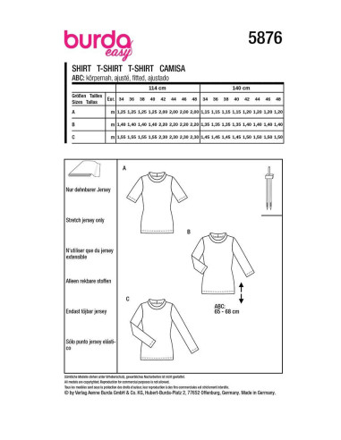 T-shirt patroon - Burda 5876