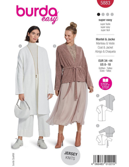 Jas- en mantelpatroon - Burda 5883