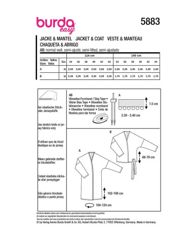 Jas- en mantelpatroon - Burda 5883
