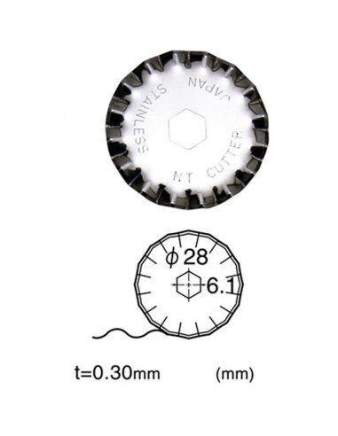 2 gekartelde vervangmessen voor intrekbare NT Cutter 28 mm