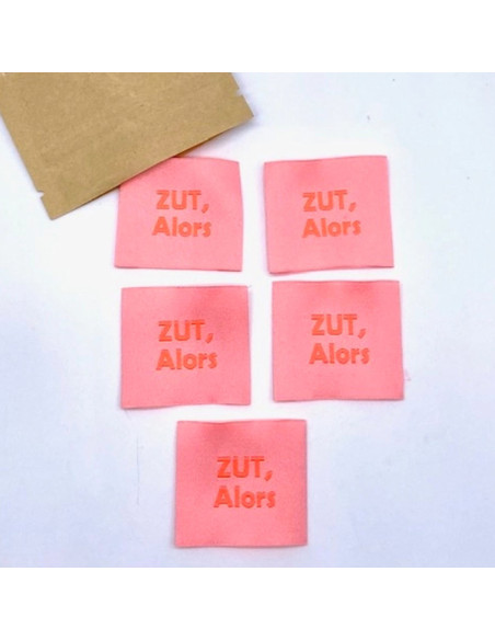 Set van 5 geweven labels om op te naaien Zut Alors