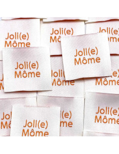 Set van 5 geweven labels om op te naaien Joli(e) Môme crème