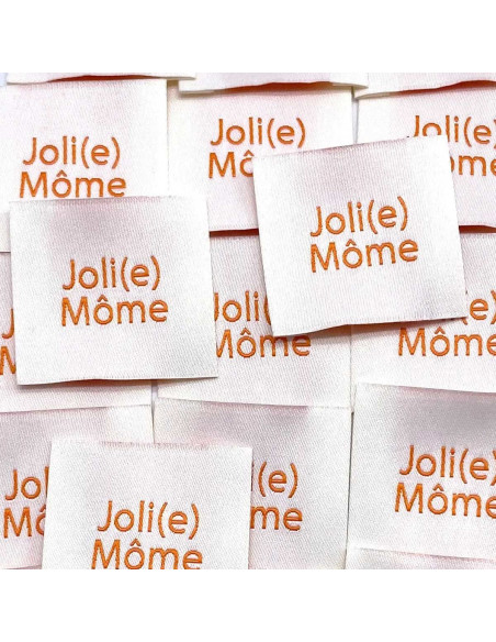 Set van 5 geweven labels om op te naaien Joli(e) Môme crème