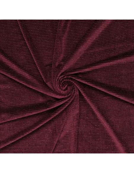 Gestreepte lurex fluweelstof - Bordeaux