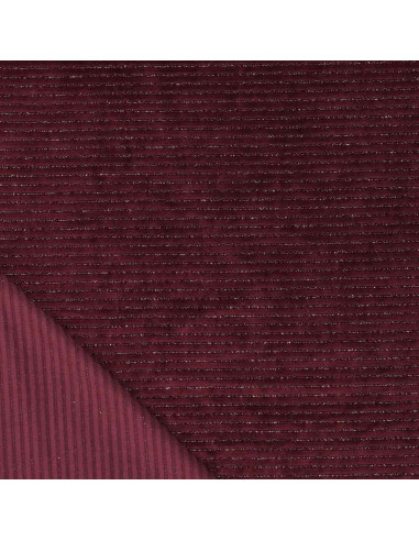 Gestreepte lurex fluweelstof - Bordeaux