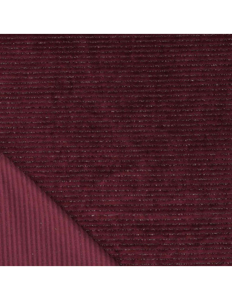 Gestreepte lurex fluweelstof - Bordeaux